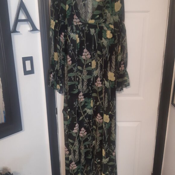 Olivaceous Floral Maxi Dress Size L – Blossom into a Walking Garden Catastrophe! - Picture 2 of 6